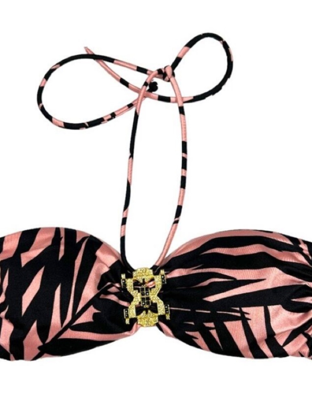 Victoria's Secret Bikini Top 
Zebra Halter Pink Black Print Swimsuit Medium